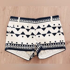 J. Crew Geometric Tribal Print Chino Shorts in Navy/White